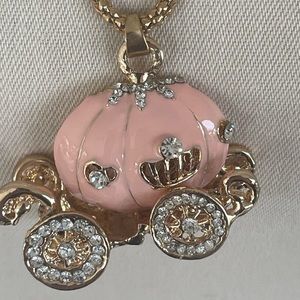 Cinderella Pink Pumpkin Carriage Pendant Necklace NNT